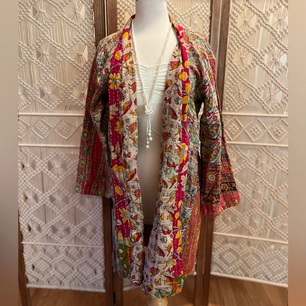 Kantha Reversible Kimono Jacket - Picture 1 of 9